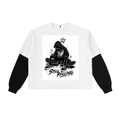 Layered Contrast Sleeve Cotton T-Shirt