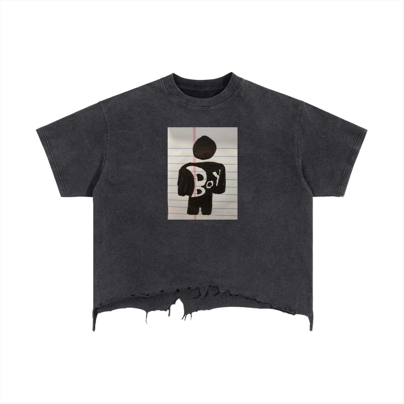 Vintage Wash Boxy Distressed Hem T-Shirt