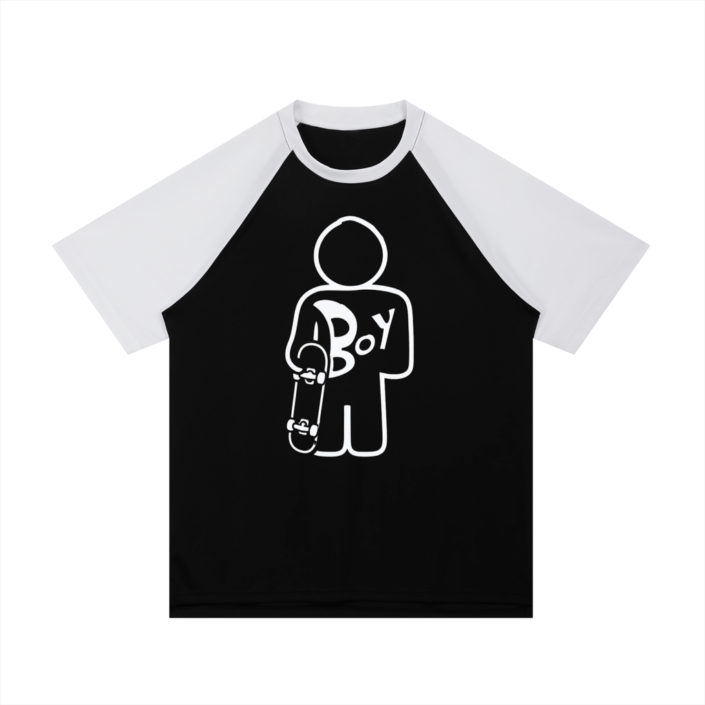 Contrast Raglan Sleeve Mesh T-Shirt