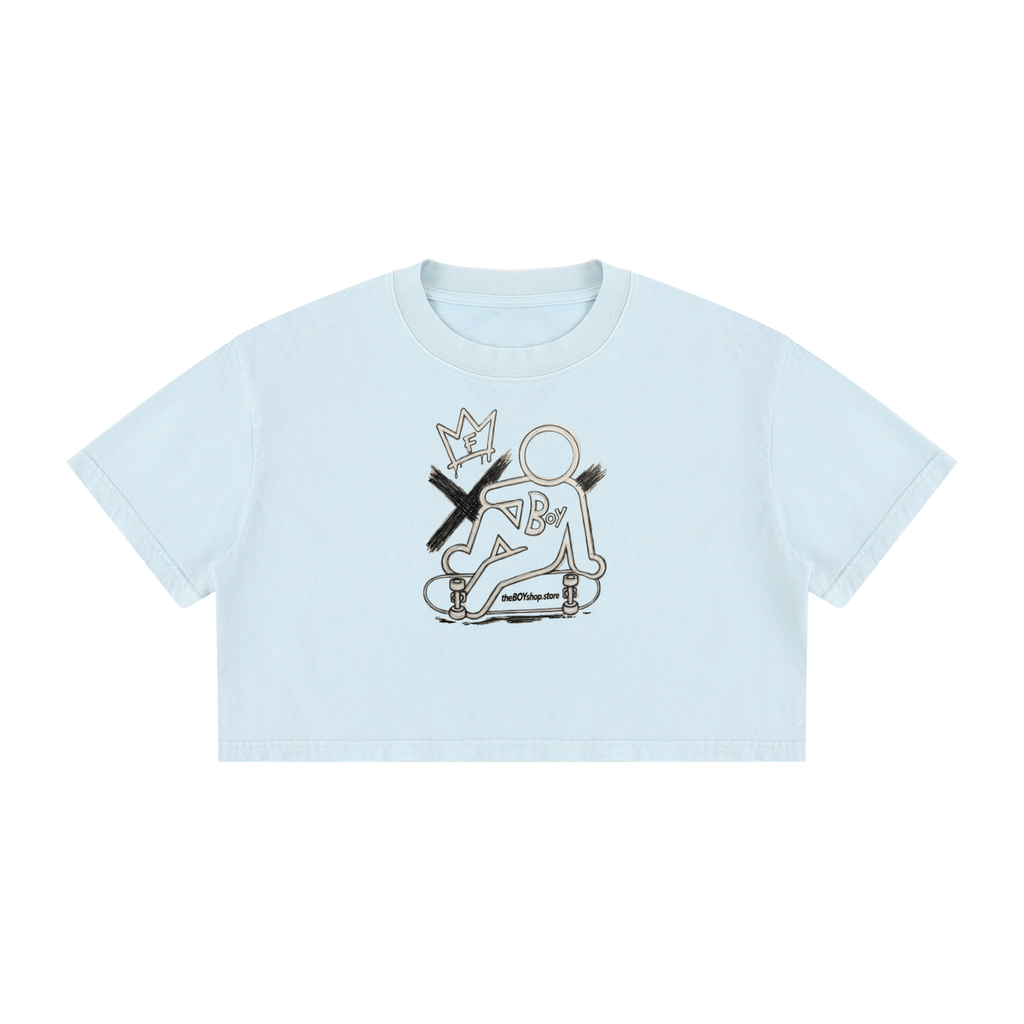 Women's Mineral Wash Cotton Crop T-Shirt