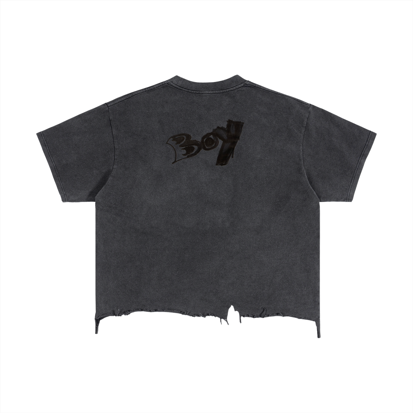 Vintage Wash Boxy Distressed Hem T-Shirt