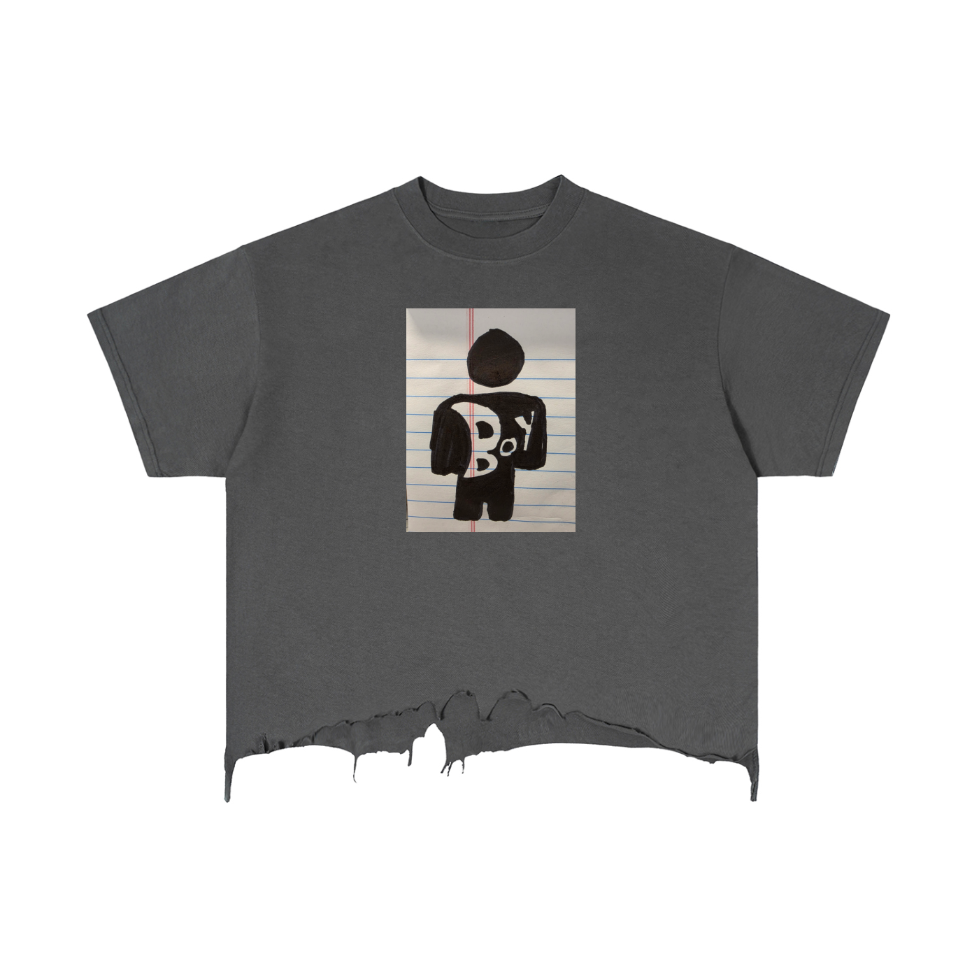 Vintage Wash Boxy Distressed Hem T-Shirt