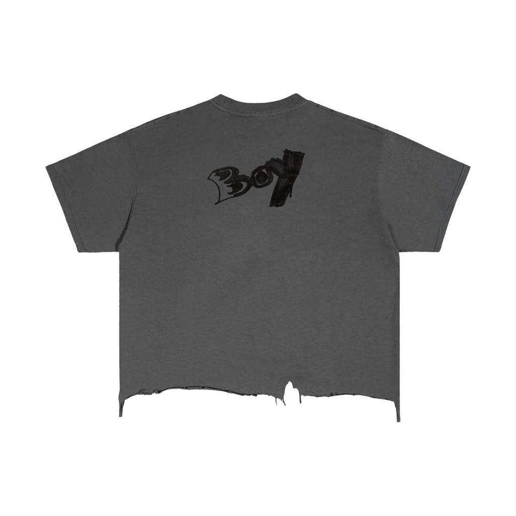 Vintage Wash Boxy Distressed Hem T-Shirt